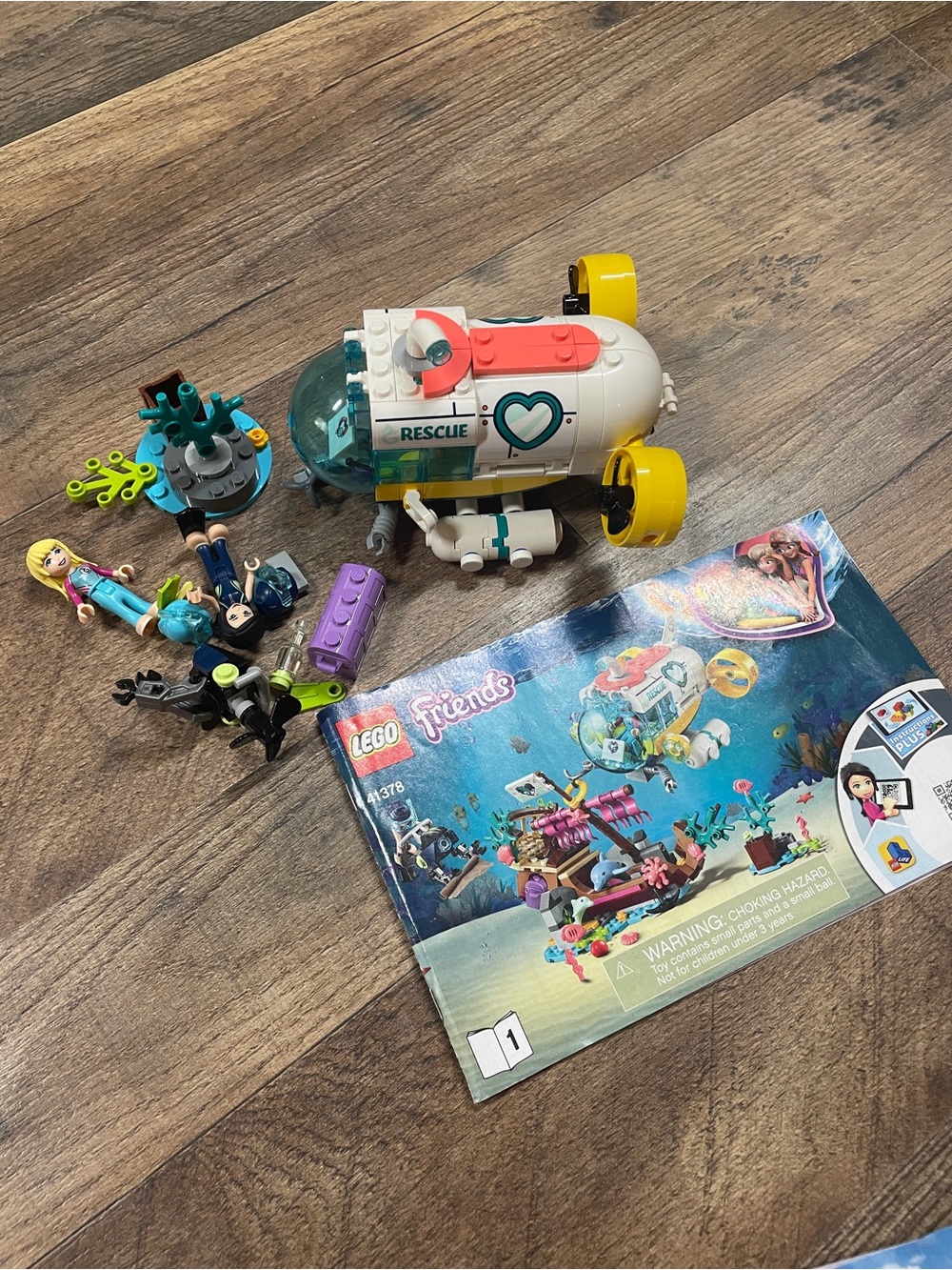 Lego Friends Yellow White Teal Rescue Submarine Playset